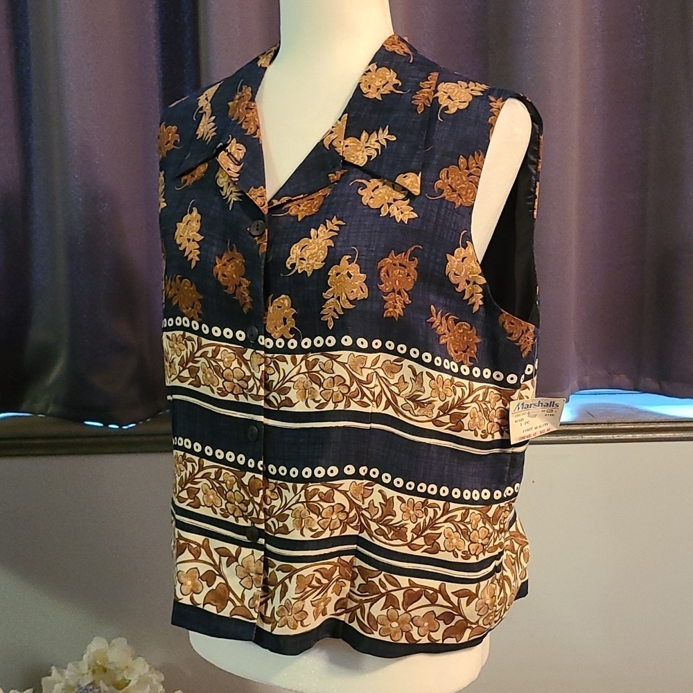 Abria NWT Button Down Sleeveless Blouse - Size 16 - Picture 4 of 10